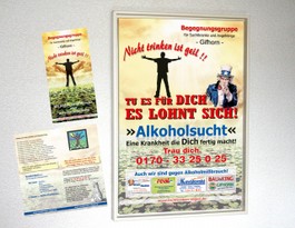 Flyer und Plakat der Begegnungsgruppe für Suchtkranke und Angehörige e.V. Gifhorn